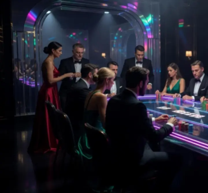 Soirée poker offline dans un salon privé avec décor cinématographique
